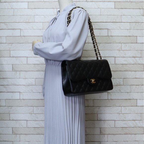 Chanel Caviar Black Shoulder Flap Bag Matelasse W - Picture 1 of 7